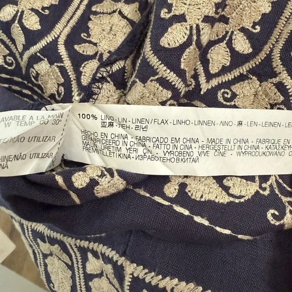 Zara Blue and White embroidered Tunic coverup 100% linen - Picture 12 of 12